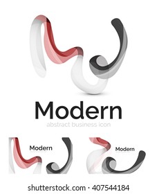 Vector abstract ribbon logo with business card identity design. Corporate modern swirl element isolated on white