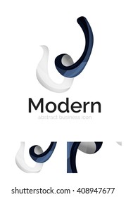 Vector abstract ribbon logo with business card identity design. Corporate modern swirl element isolated on white