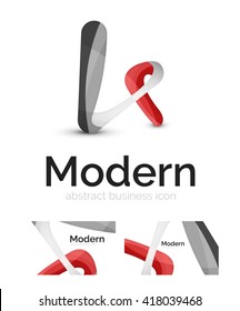 Vector abstract ribbon logo with business card identity design. Corporate modern swirl element isolated on white