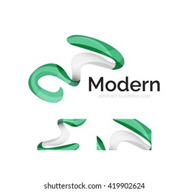 Vector abstract ribbon logo with business card identity design. Corporate modern swirl element isolated on white