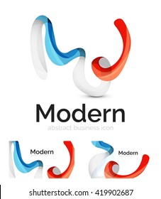 Vector abstract ribbon logo with business card identity design. Corporate modern swirl element isolated on white