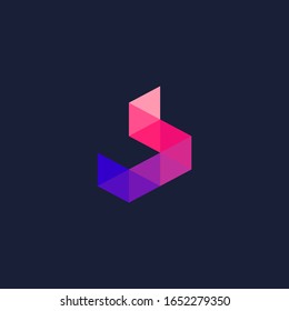 vector abstract ribbon triangle color design template