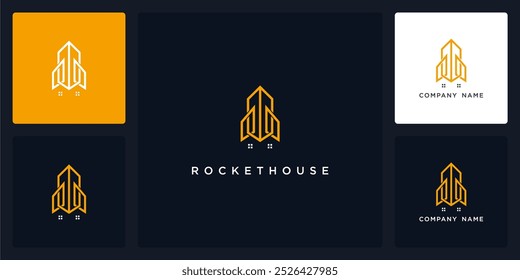 Vector abstract of rocket house logo and icon template, can be used in various media easily, editable