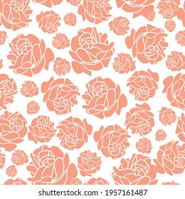 Vector abstract roses seamless pattern on white background. Suitable for wedding invitation cards, gift wrap, fabric, packaging, scrapbooking and other design projects. 