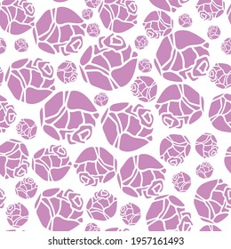 Vector abstract roses seamless pattern on white background. Suitable for wedding invitation cards, gift wrap, fabric, packaging, scrapbooking and other design projects. 