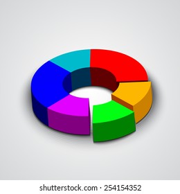 Vector abstract round 3d business pie chart or diagram