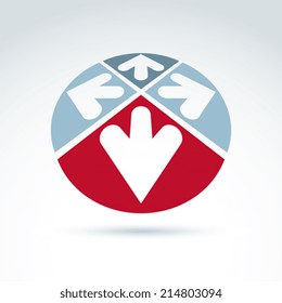 Vector abstract round 3D icon with four arrow, abstract symbol, design element.
