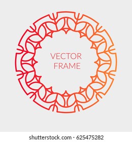 Vector abstract round frame design template with copy space for text in trendy linear style - floral wreath and borders for packaging, cosmetics, invitations and banners. 