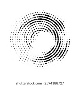 Vector abstract round halftone spiral shape. Pop art coffee stain texture