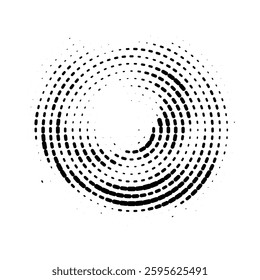 Vector abstract round halftone spiral shape. Pop art coffee stain texture