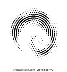 Vector abstract round halftone spiral shape. Pop art coffee stain texture