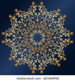 Vector abstract round ornament. Bright colors retro style design element. Ethnic decorative circle composition. Can be used for fabrics, wallpapers, ornamental template for design and decoration, etc