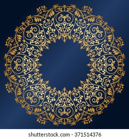 Vector abstract round ornament. Retro style design element. Ethnic decorative circle composition. Can be used for fabrics, wallpapers, ornamental template for design and decoration, etc