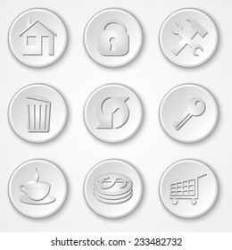 Vector abstract round white paper icon set for e-commerce