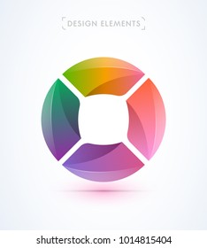 Vector abstract rounded logo or infographic chart. Material design, flat paper origami style
