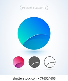 Vector abstract rounded logo template collection. Multicolored, material design, flan and line style. Modern origami letter O or bubble icon