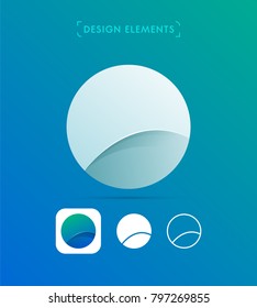 Vector abstract rounded logo template collection. Multicolored, material design, flan and line style. Modern origami letter O or bubble icon