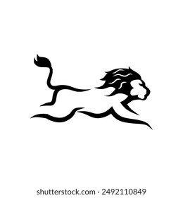 vector abstract running lion logo