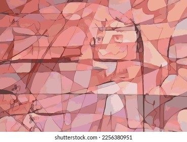vector abstract rural setting with cubism technique.