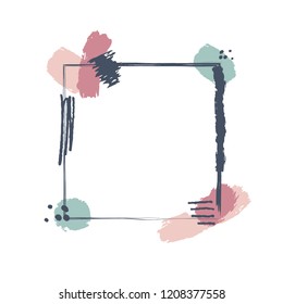 Vector abstract scandinavian pattern frame for posters, postcards, t-shirts and other. Hand drawn modern shapes