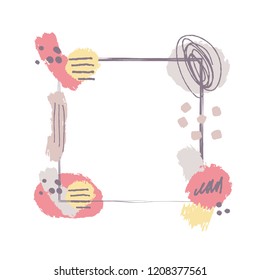 Vector abstract scandinavian pattern frame for posters, postcards, t-shirts and other. Hand drawn modern shapes