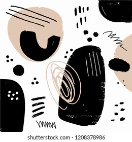 Vector abstract scandinavian pattern for posters, postcards, t-shirts and other. Hand drawn modern shapes