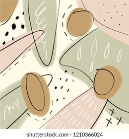 Vector abstract scandinavian pattern for posters, postcards, t-shirts and other. Hand drawn modern shapes