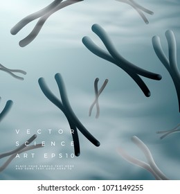 Vector abstract science background.  Banner, poster design template with the flow of chromosomes. With place for your text.