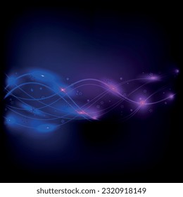 Resumen vectorial, ciencia, futurista. Imagen digital de rayos de luz, líneas de rayas con luz azul y roja, velocidad y desenfoque de movimiento sobre fondo azul oscuro.