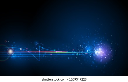 Vector Abstract, science, futuristic, energy technology concept. Digital image of light rays, stripes lines with blue light, speed and motion blur over dark blue background - Shutterstock ID 1209349228