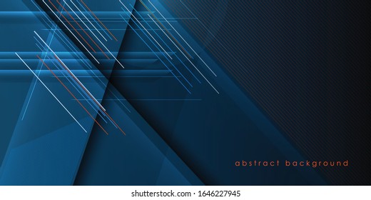 Vector Abstract, science, futuristic, energy technology concept. Digital image of light rays, stripes lines with blue light, speed and motion blur over dark blue background