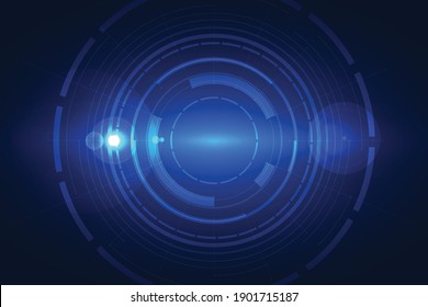 Vector Abstract, Science, Futuristic, Energy Technology Concept. Digital Image Of Light Rays, Stripes Lines With Blue Light, Speed And Motion Blur Over Dark Blue Background