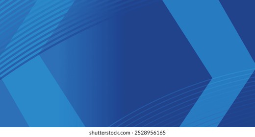 Vector Abstract, science, futuristic, energy technology concept. Digital image of polygon overlap, golden stripes lines with blue light, speed and motion blur over dark blue background