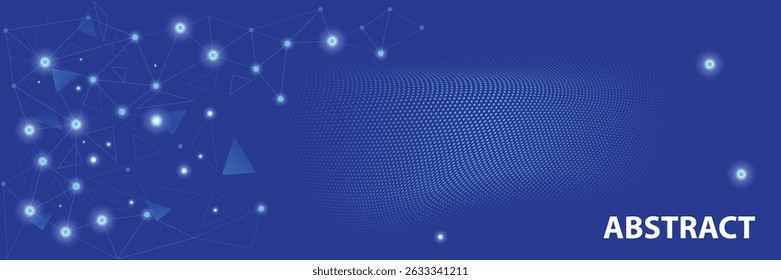 Vector Abstract, science, futuristic, energy technology concept. Digital image of light rays, stripes lines with blue light, speed and motion blur over dark blue