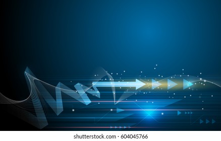 Vector Abstract, science, futuristic, energy technology concept. Digital image of light rays, stripes lines with blue light, speed and motion blur over dark blue background