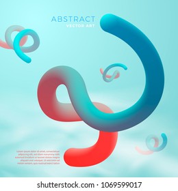 Vector abstract science illustration.  Banner, poster design template with the flow of bright moving shapes. With place for your text.
