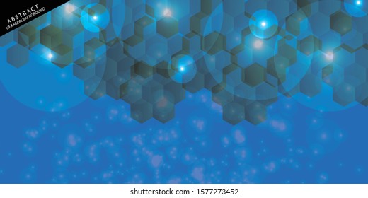 Vector Abstract science light blue Background. Hexagon geometric design.