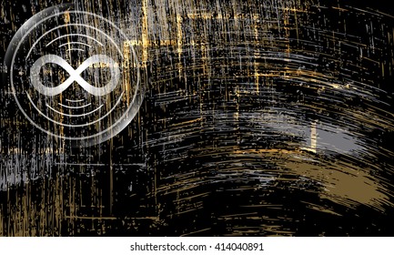 Vector abstract scratched background and infinity symbol