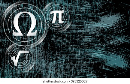 Vector abstract scratched background and math symbols