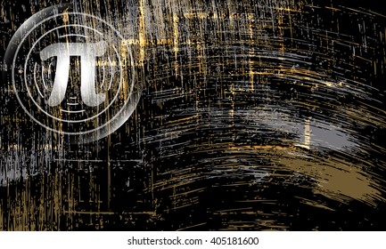 Vector abstract scratched background and pi symbol