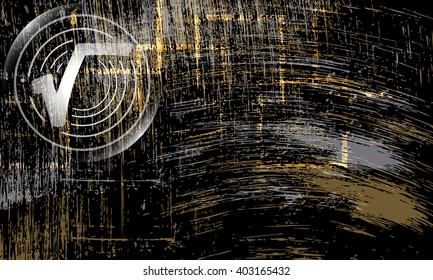Vector abstract scratched background and radix symbol
