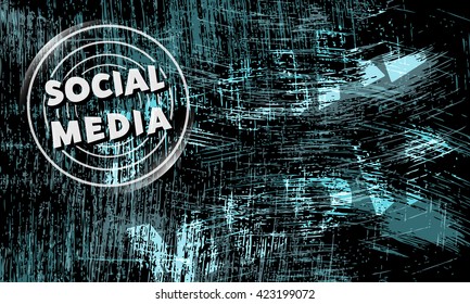 Vector abstract scratched background and social media icon