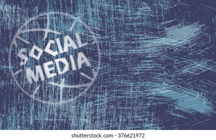 Vector abstract scratched background and transparent social media symbol