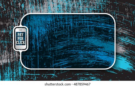 Vector abstract scratched background and white a text box with phone