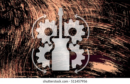 Vector abstract scratched rusty background and tools icon