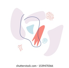 Vector abstract Scribble creative speech bubbles background. Unique stylish modern brush painting with place for your text, light pastel colors poster. Illustration clipart copy space