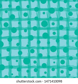 Vector Abstract scribble stripes with polka dots texture seamless pattern background