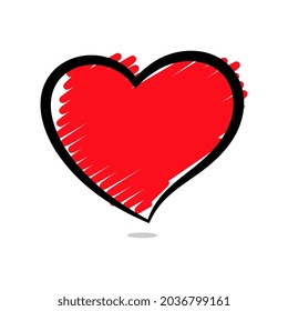 Vector Abstract Scribbled Heart On White Background