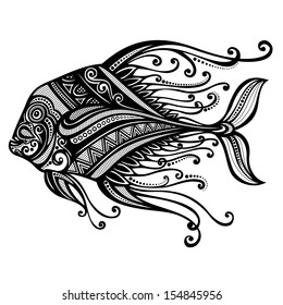 Vector Abstract Sea Fish. Patterned design