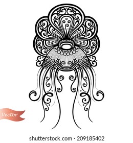 Vector Abstract Sea Jellyfish. Patterned design